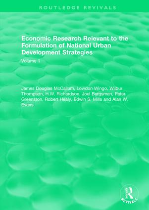 Economic research relevant to the formulation of national urban development strategies. Volume 1 책표지